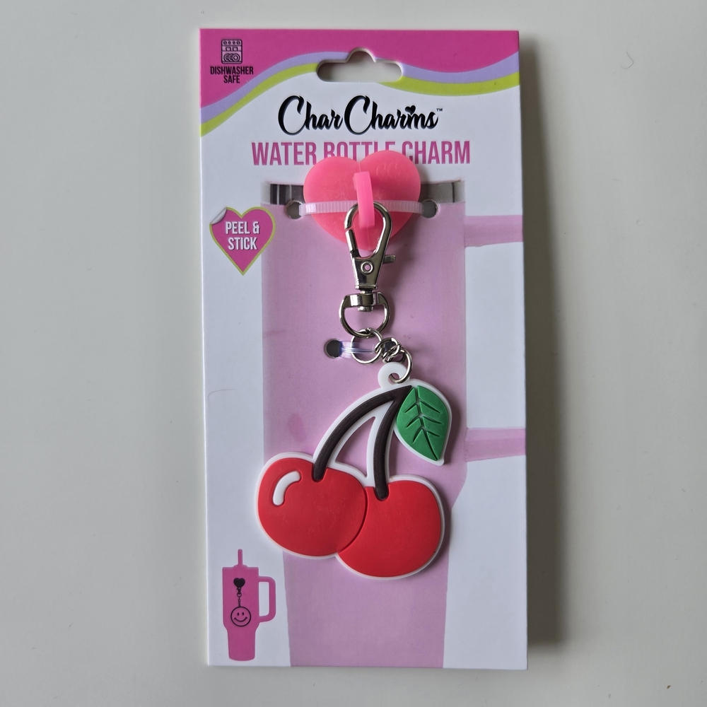 🌺 Wholesale Cherry Water Bottle Charm with Hook